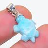 Natural Larimar Gemstone Handmade 925 Sterling Silver Jewelry Pendant 1.10" M0W66