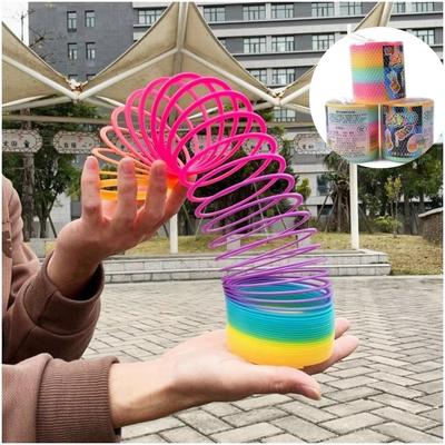Lustig Mode Bunt Regenbogen Kreis Faltbar Kunststoff Feder Spirale Stressabbau Fidget Spielzeug Für Kinder Kreativ Pädagogisch
