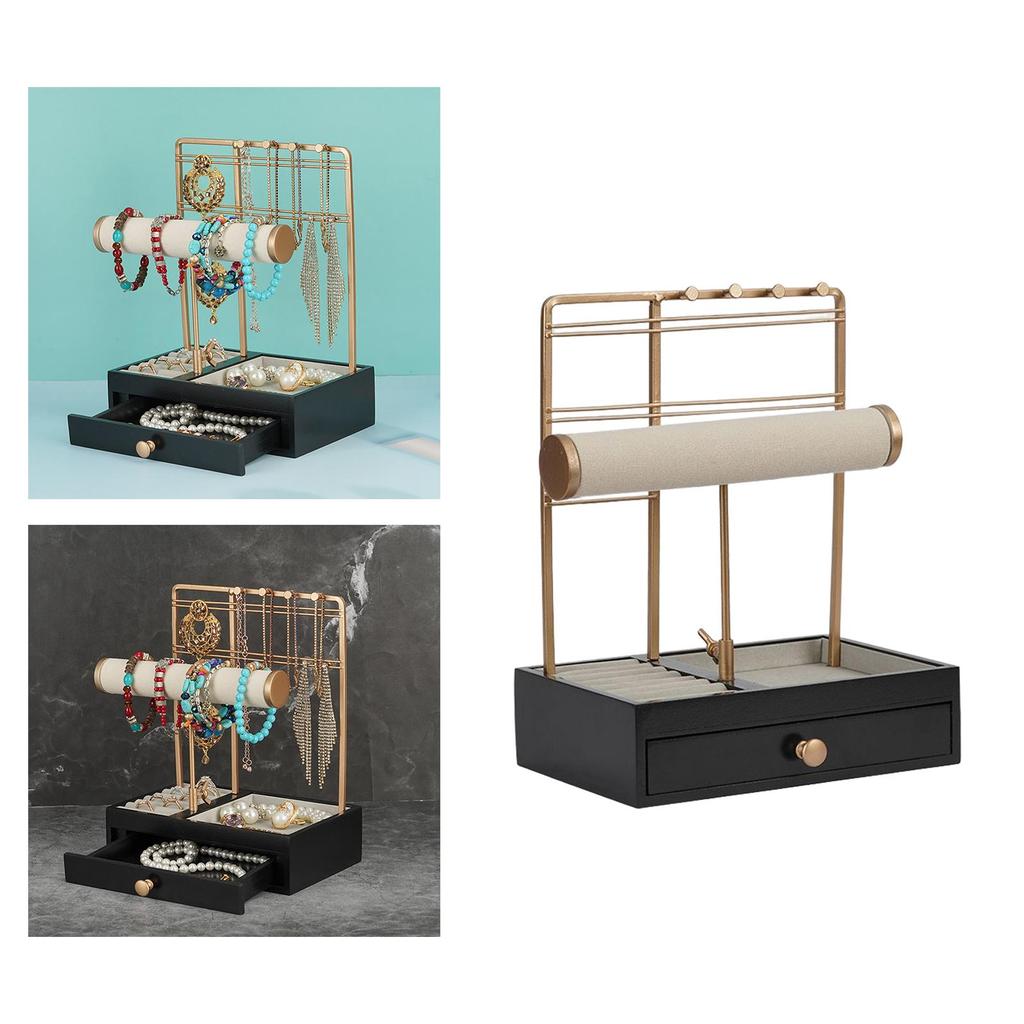 Jewelry Organizer Stand, Drawer , Holder for Necklace Bracelet Earring Black