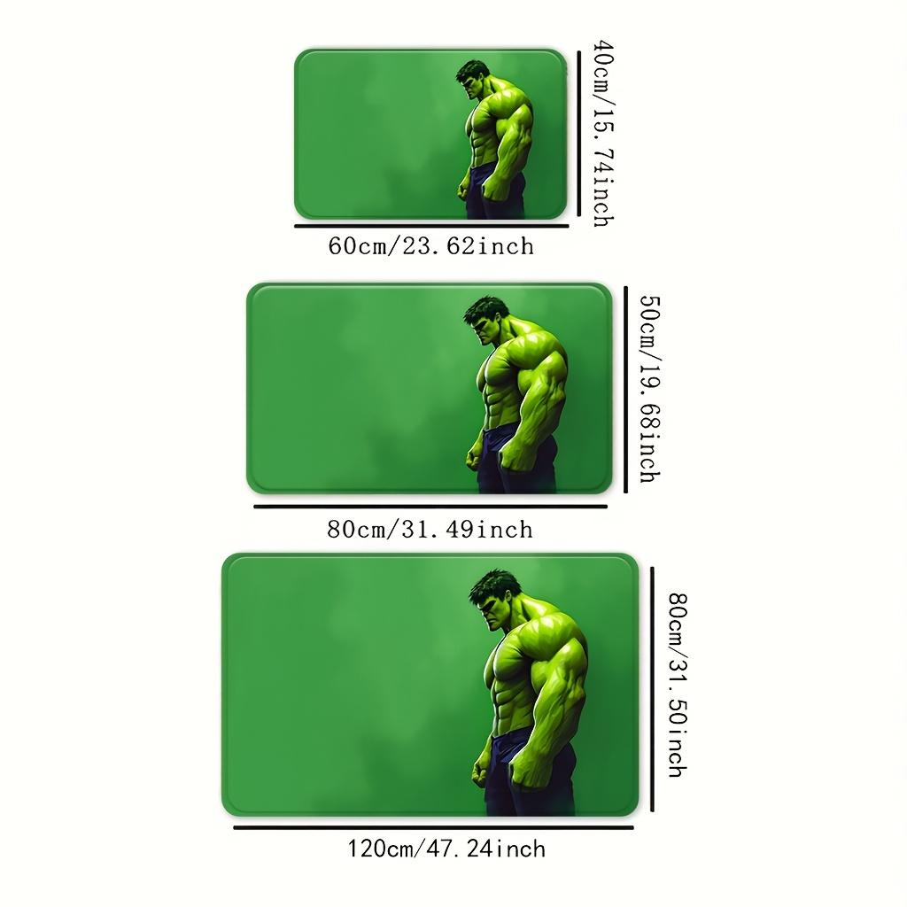Marvel 1pc Cartoon Print Floor Mat, The Incredible Hulk Muscle Design with Green Background Pattern, Easy To Clean, Suitable F