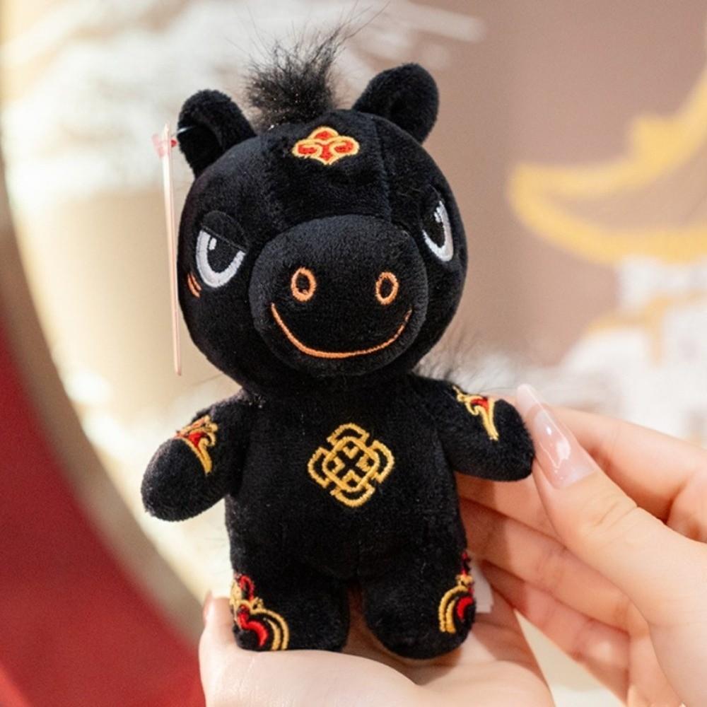 Black Stuffed Horse Toy Cute Zodiac Pony Figurine Funny Horse Plush Doll  Year of Horse