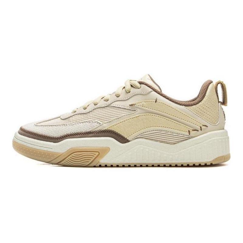 Li-Ning Chongwen Unisex Low-Top Skate Shoes Lightweight Elastic Shock Absorbent Wear Resistant Off White AECV011-3 37