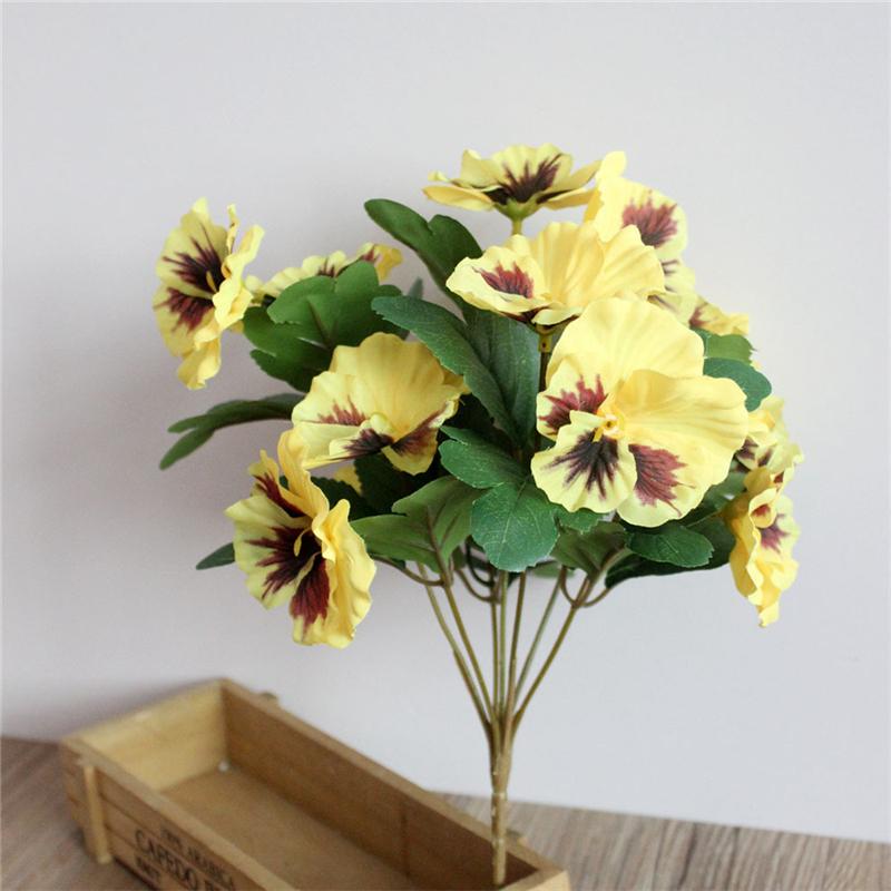 

Искусственные цветы имитация шелковых цветов анютины глазки свадебный декор для сада пластиковое искусственное растение украшения дома аксессуары жёлтый