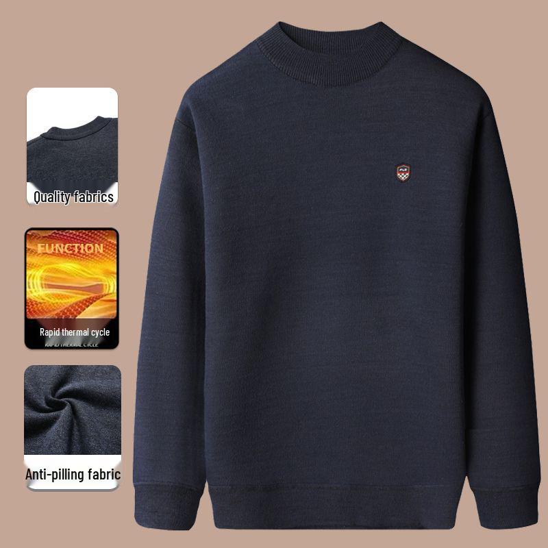 Dad's Velvet-Lined Winter Sweater: Warm and Thick Cardigan for Middle-Aged and Elderly Men