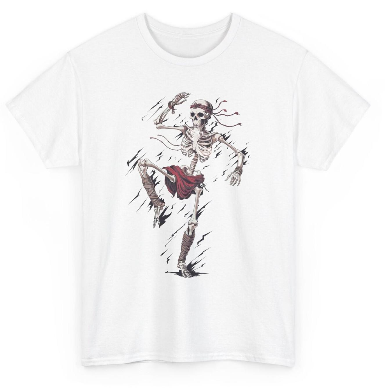 Fighter Skeleton Muay Thai T-shirt - Novelty Martial Arts Men Women Graphic Tee S
