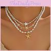 Star Pearl Pendant Necklace With Multi Layer Chain For Women And Men