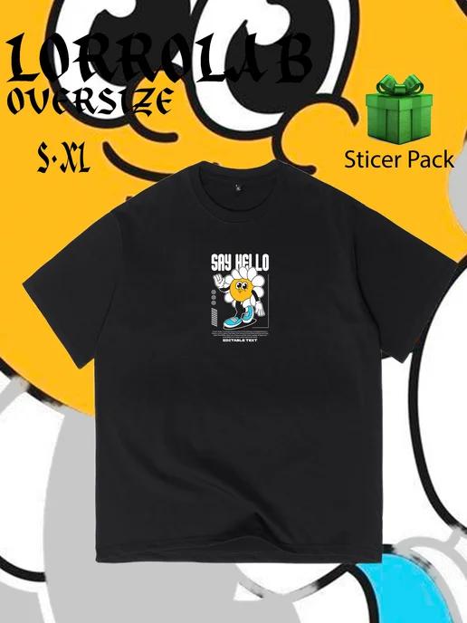 Oversized T-shirt with ANIME front print S