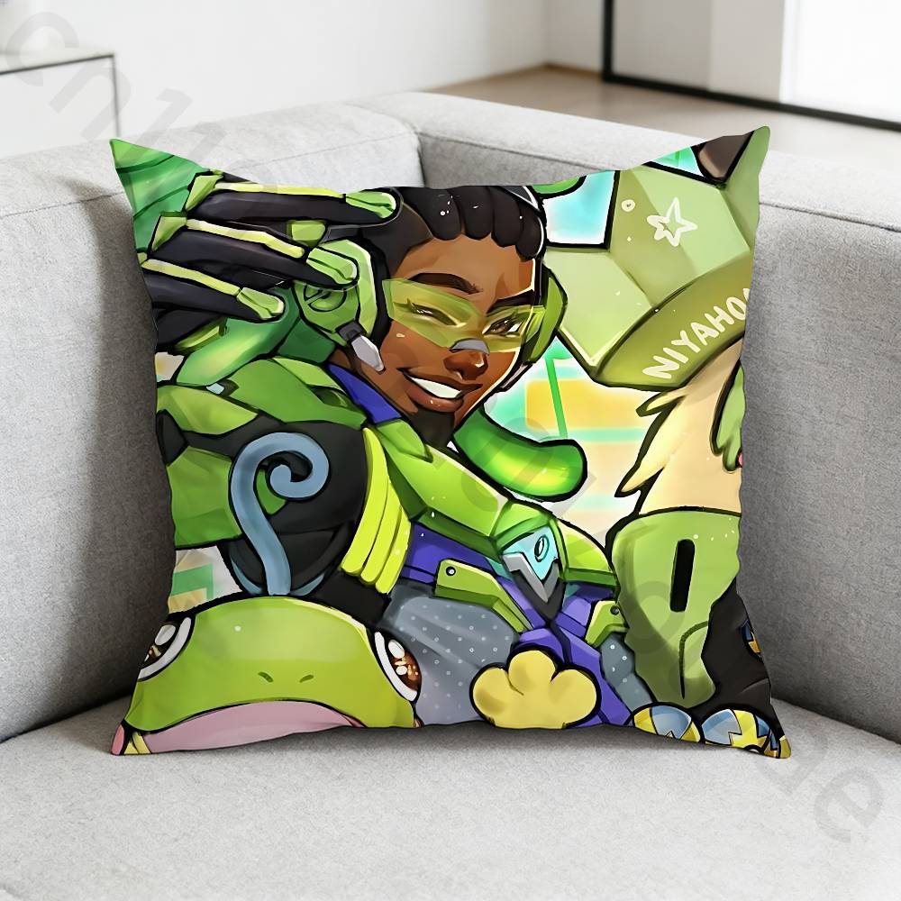 Game OOverwatchS Pillow Case Square DoubleSided Printing Short Plush Sofa Cushion Cover Bedroom Bedside Pillow
