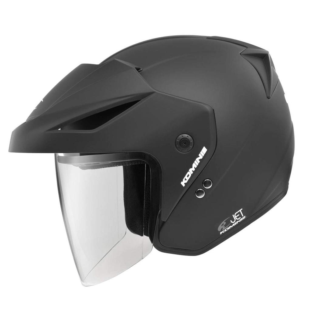 Komine Motorcycle Matte Black XL UV Cut Shield High Strength ABS Shell Jet Helmet Era-II HK-1651