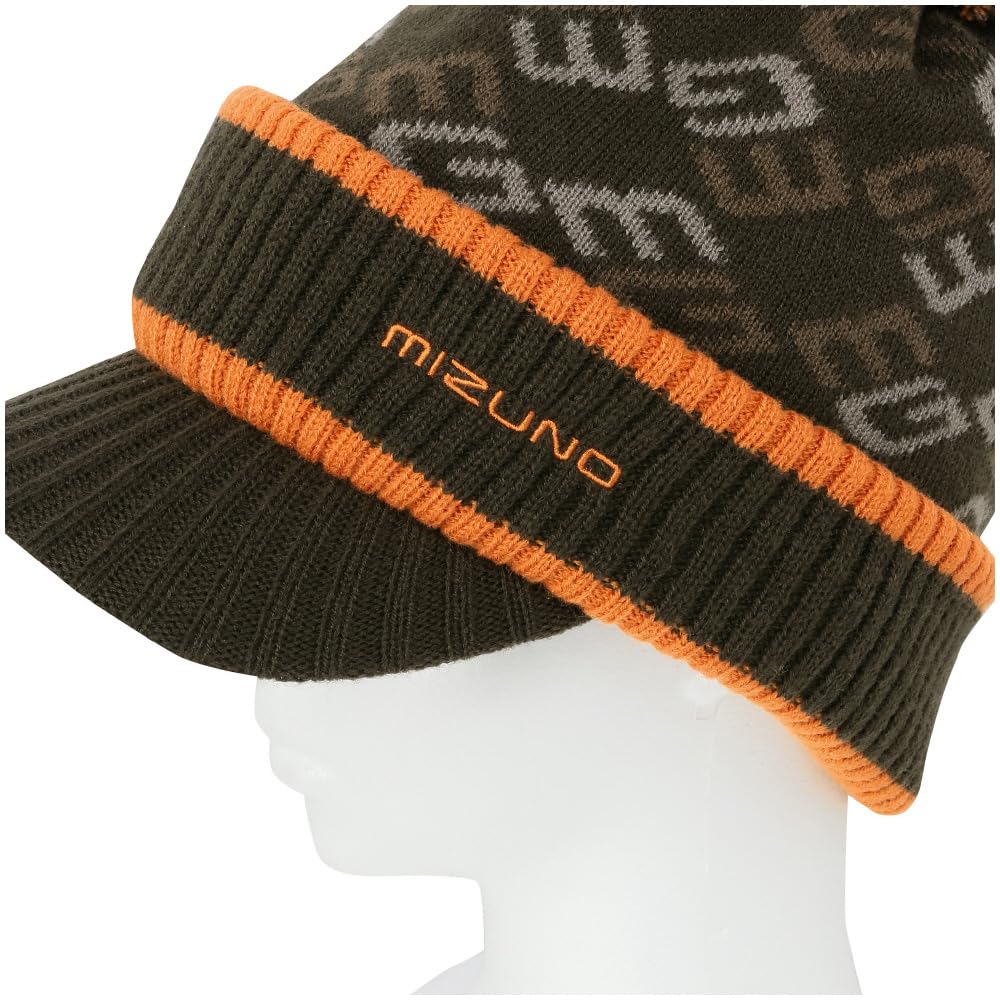 Mizuno Breath Thermo MG Logo Knit Golf Cap with Brim, Heat-Generating Material, Women's, Brown, One Size Fits Most (E2MWB708)