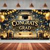 One item black and gold graduation gown congratulatory graduation decoration with balloons and gifts graduation party wall