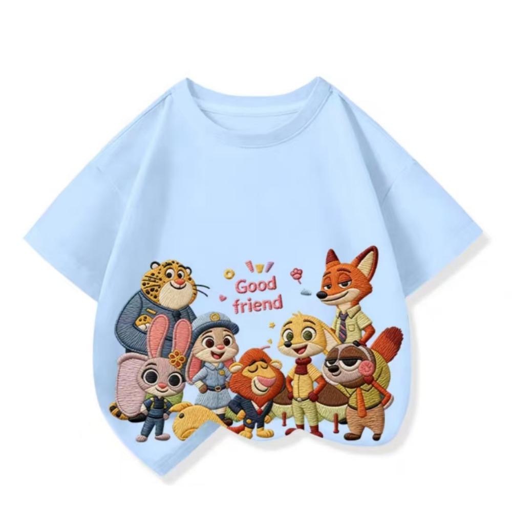 Crazy Animal Cartoon Pattern Short-Sleeved T-Shirt -Popular Children's Shirt