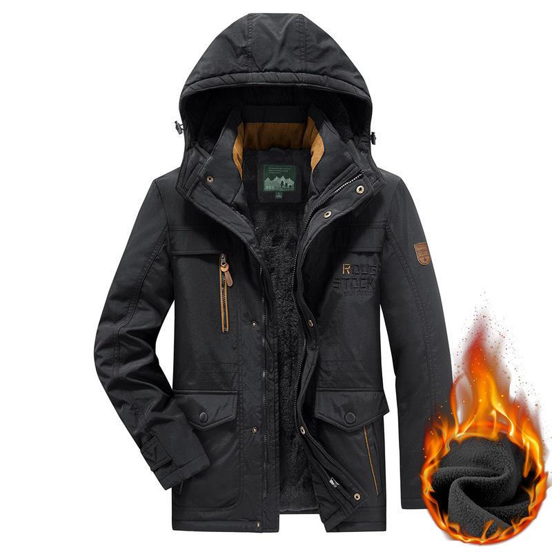 Hooded Cotton-padded Clothes Men's Casual Velvet Thickened Warm Jacket Autumn and Winter Multi-bag Windproof Cotton-padded Jacket