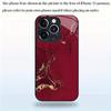 Red Textured Pattern Glass Mobile Phone Case Suitable for iPhone 17/16/15/14/13/12/11Pro Max All-inclusive Anti-fall Back Cover