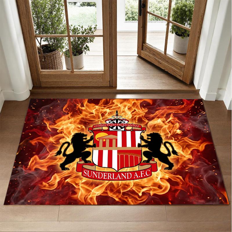 Sunderland Football Design Crystal Velvet Rug Soft Decorative Mat for Bedroom Entrance