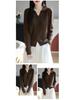 Women's Slim Fit Polo Collar French Retro Knit Sweater