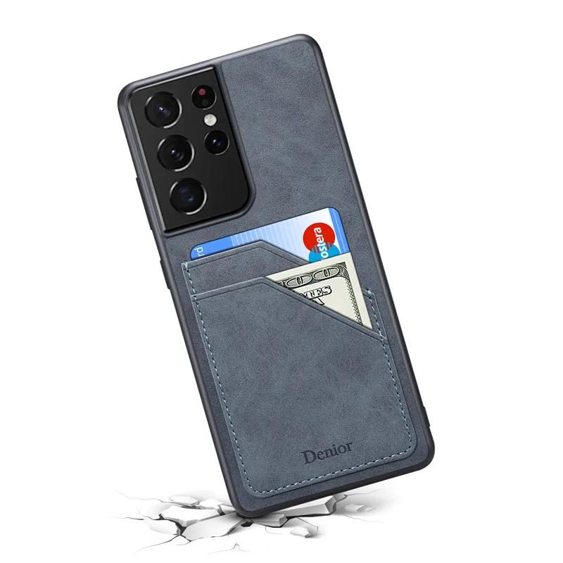 Luxury Leather Phone Case For Samsung S25 S24 Ultra Plus S23 FE S22 S21 S20 Note 20 Note 10 Ultra Plus A05S Card Holder Cover