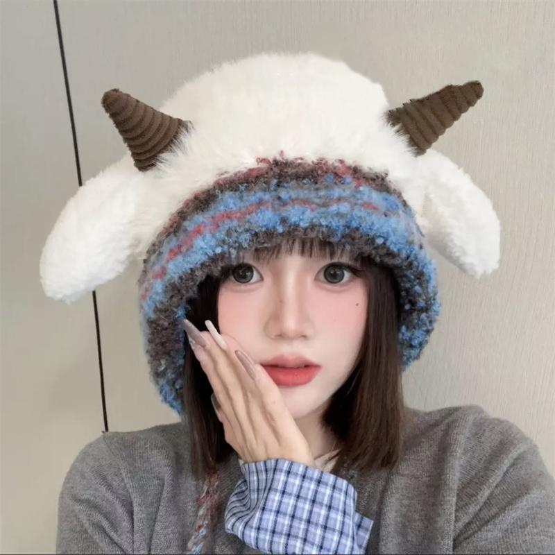 Korean Cute Plush Hat Autumn And Winter Warm Knitted Earmuffs Cold-Proof All-Match Hat