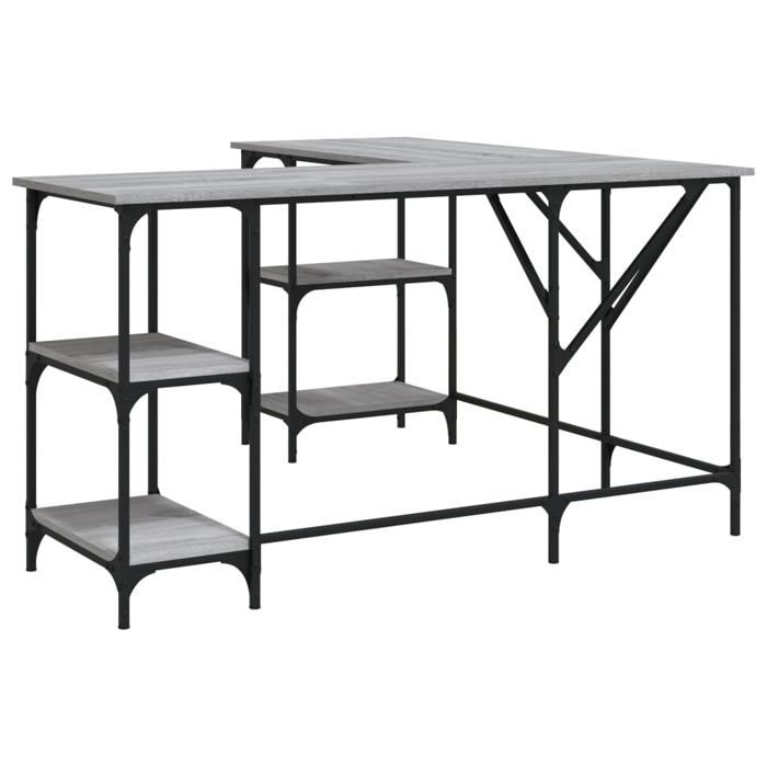 VidaXL Bureau, Table d'Ordinateur avec Étagères, Bureau d'Ordinateur avec Pieds, Table d'Écriture Chambre, Industriel, 837595
