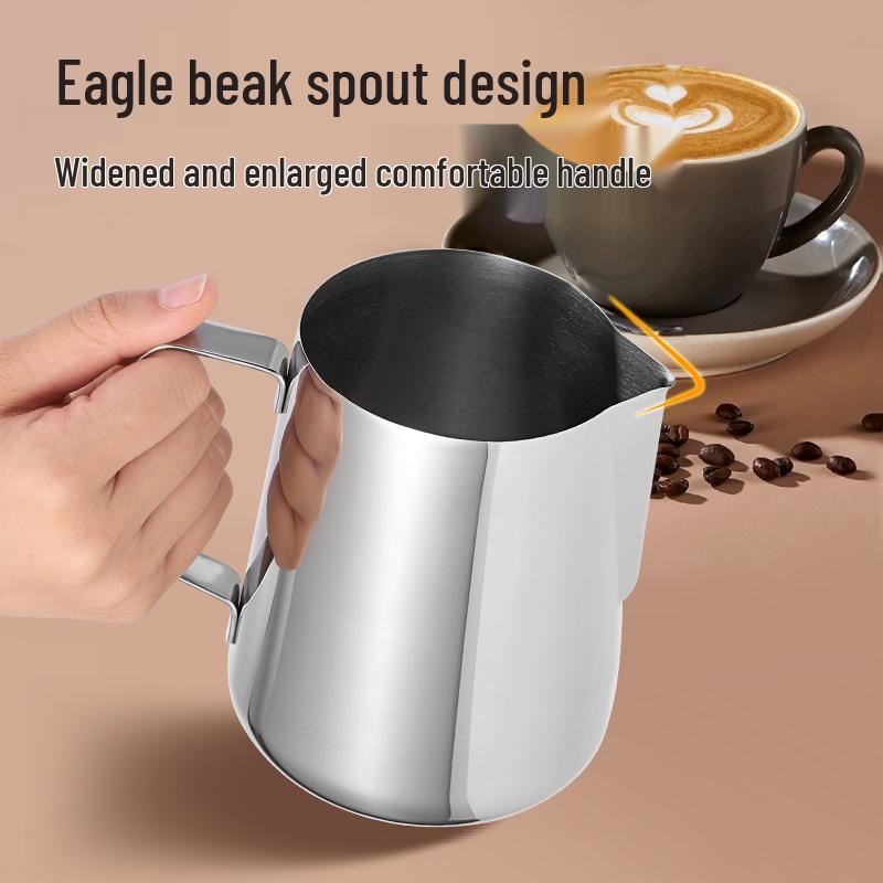 304 Stainless Steel Latte Art Milk Frothing Jug - Embossed Spout for Perfect Foam