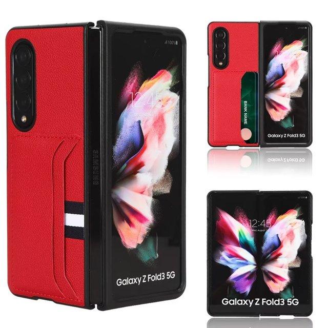 High Quality For Samsung Galaxy Z Fold3 2 3 Fold 4 5g Case Litchi Pattern Card Leather Cover