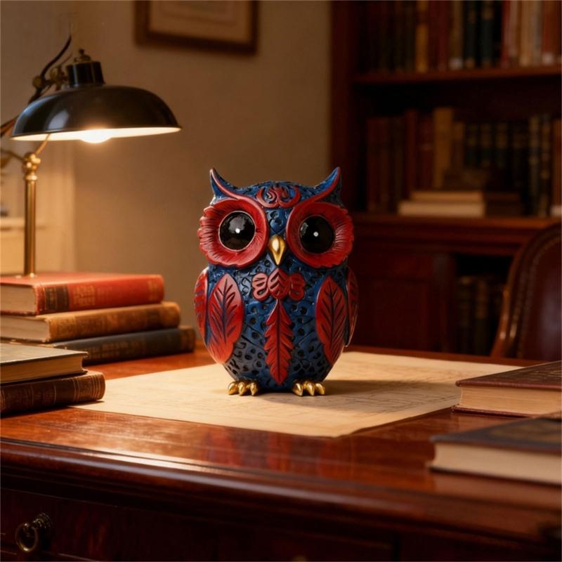 Owl Tabletop Decors, Resin Bird Figurine with Textured Detail for Desks and Entryways, Animal Enthusiasts, Housewarmings Gift