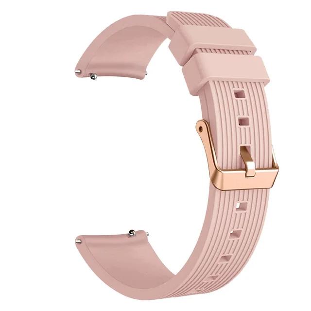 20mm Silicone Strap For Samsung Galaxy Watch7 6 5 4 40 44mm Wristband Active 2 40 44mm Classic 42 46mm Rose Gold Buckle Bracelet