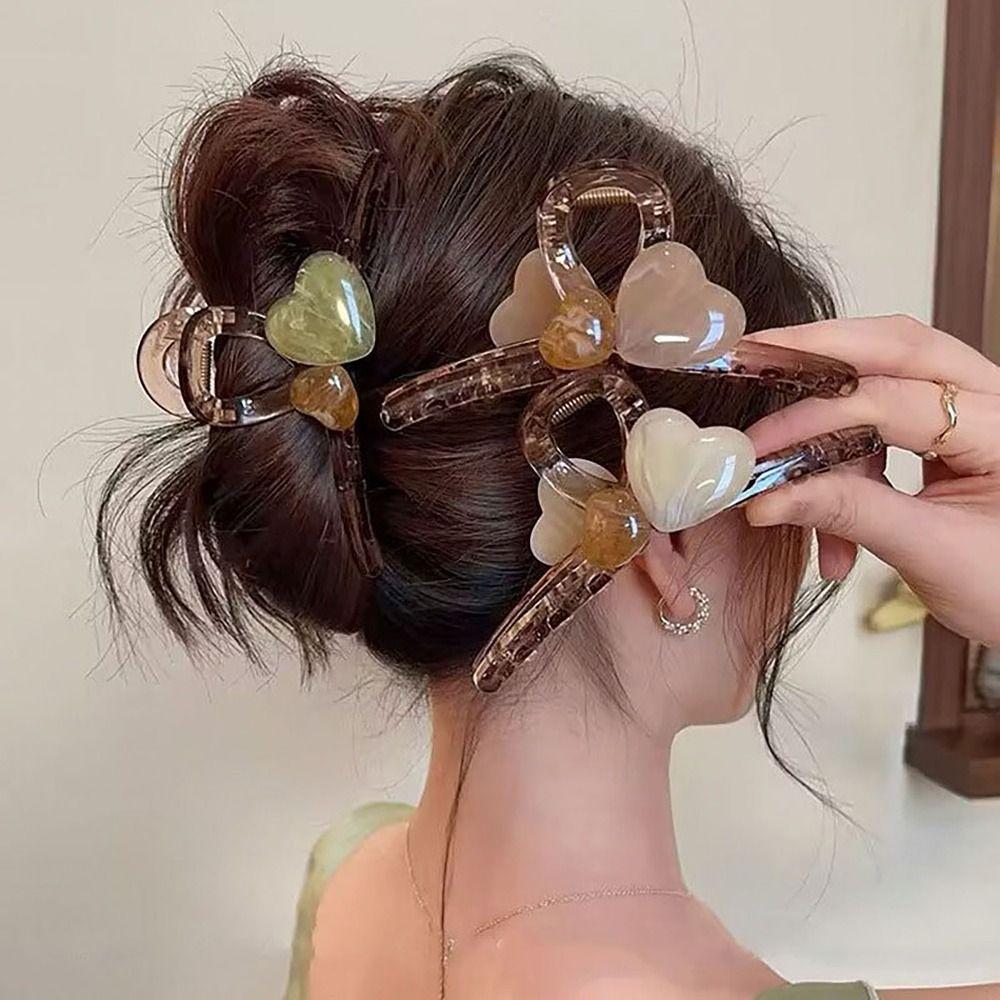 High Elastic Hair Clip Hair Accessories Shark Clip Gentle Love Heart Hairpin  Women