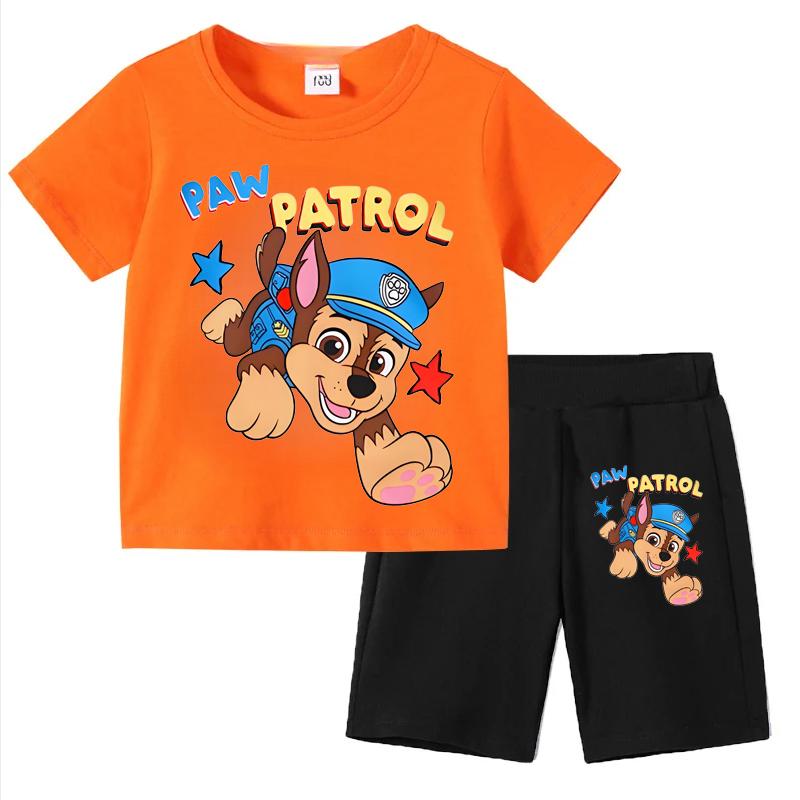Paw Patrol Kids Set Boys Short Sleeve T-Shirt +Shorts 2-Piece Outfits Boys Cartoon Suit Casual Children Clothes For Summer