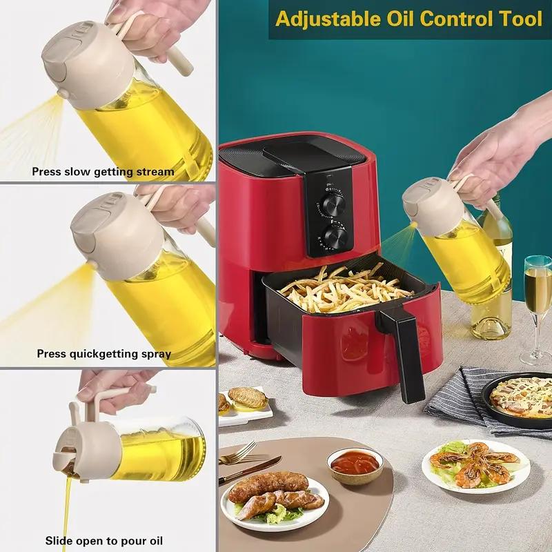 2-in-1 Glass Oil Dispenser and Sprayer , Oil Sprayer Bottle Air for Fryer, BBQ, Salad,17oz/470ML Glass Oil Sprayer for Cooking