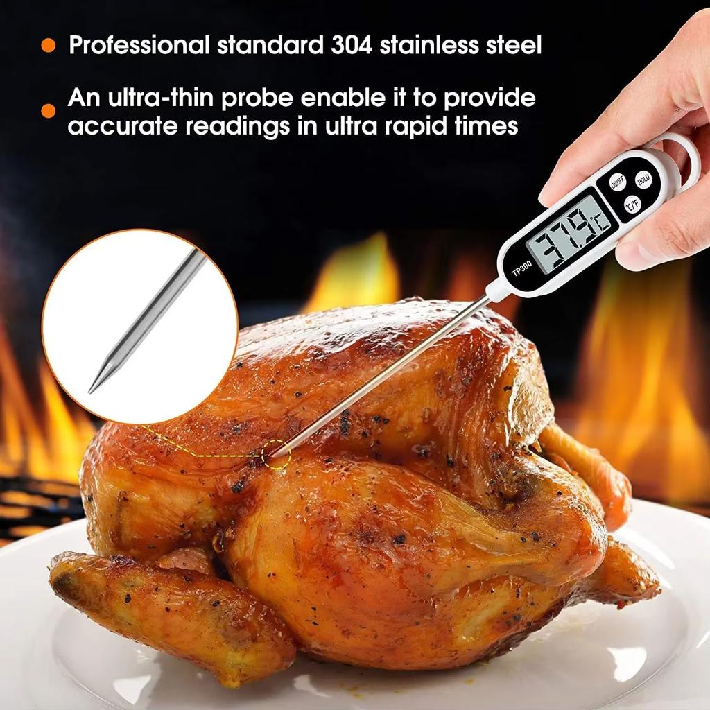 Food Thermometer Digital Real-Time Reading Meat and Beverage Thermometer with LCD Display and Probe Electronic Kitchen Thermomet
