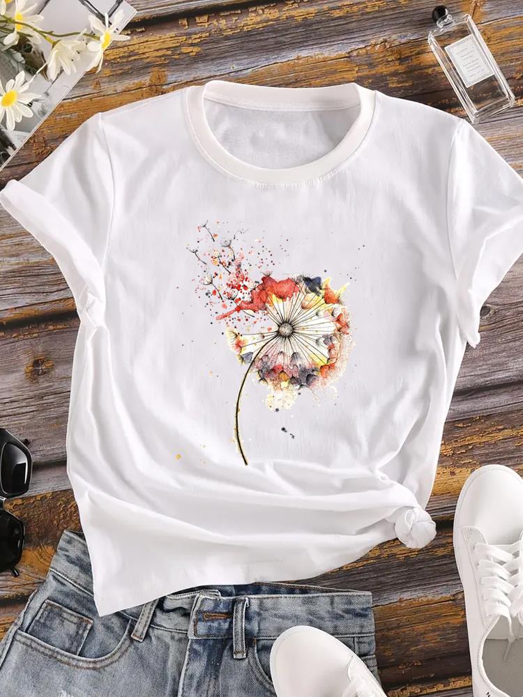 (Asian Size)  cartoon lovely butterfly Short Sleeve T Shirt Casual Tee Top Fashion Women Clothing Printed o-neck Ladies Female Graphic T-shirts