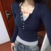 Women's 2024 Autumn Slim Fit Contrast Collar Two-in-One Long Sleeve Top