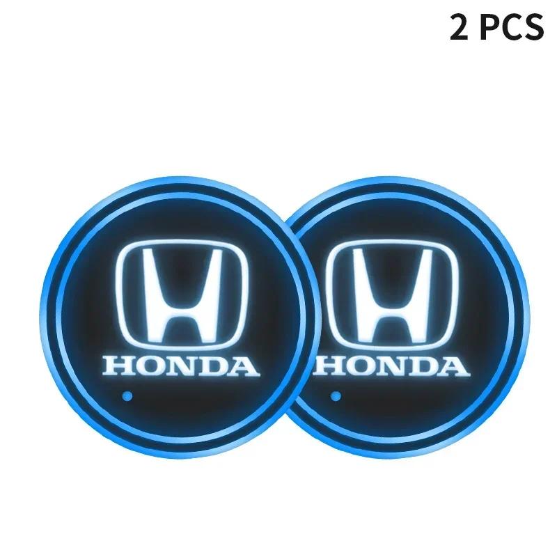 1/2pcs Car Luminous Water Cup Pad LED Atmosphere Light For Honda Civic Fit Accord City Vezel CR-V S660 Odyssey HR-V Insight aii256