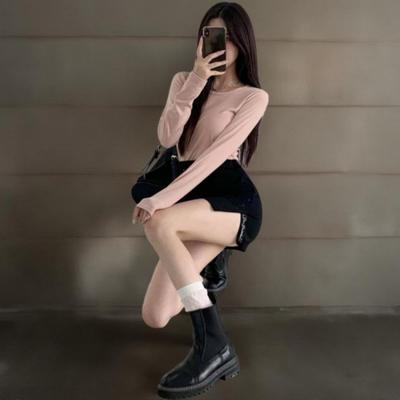 New Arrivals Open Run Women Rayon Span Hidden Banding Slit Mini Skirt