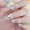 Fresh Green Gradient Rhinestone Detachable Nail Tips - Stylish and Wearable False Nails