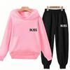 Black 3-12 Years Autumn Fun Brand Print Hoodie+Pants Suit White Girl Sweatshirt Sets Boys Pants Suits Children's Clothing