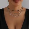 Distinctive Stackable Star Sequins Necklace Featuring Retro Dark Elements Alloy Material Neckchain for Personalized Style