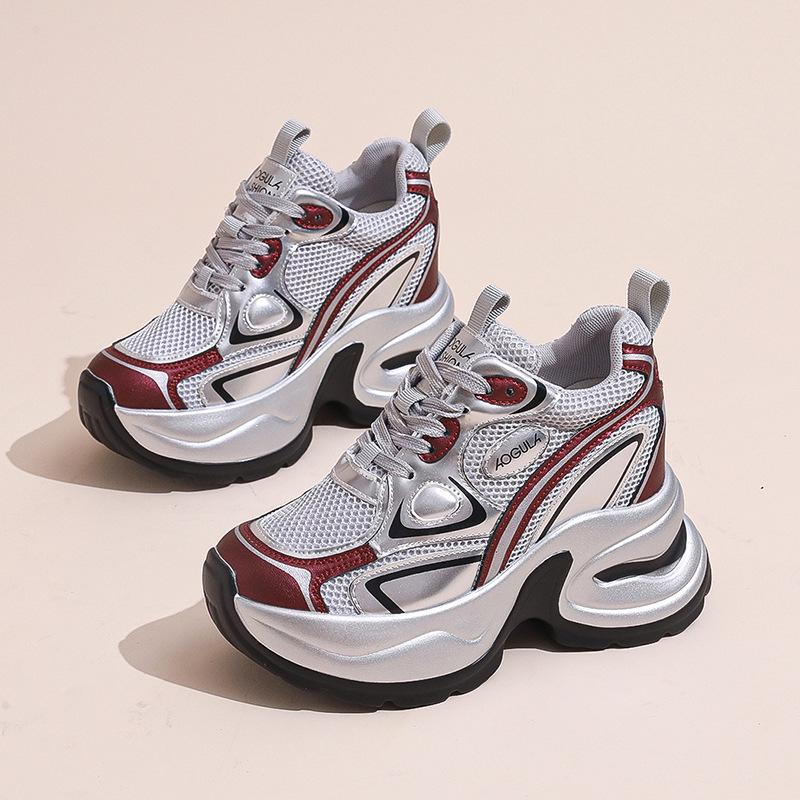 

2025 Trendy Women s 10cm Platform Sneakers: Breathable Mesh, Thick-Soled, Versatile, Autumn Style 40
