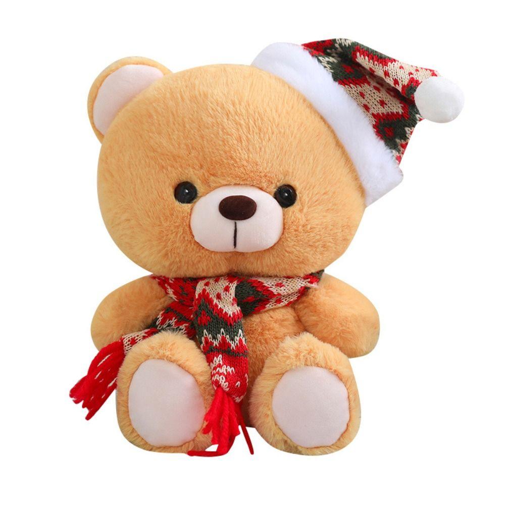 Wear Christmas Hat Bear Stuffed Animals. Knitted Scarf Bear Plushies Doll  Birthday Gifts