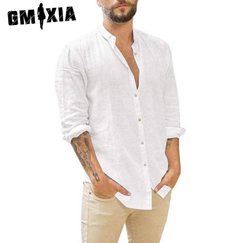 GMXIA Cotton Long Sleeve T-shirt Men's Fashion Loose Shirt Printed Compassionate Shirt