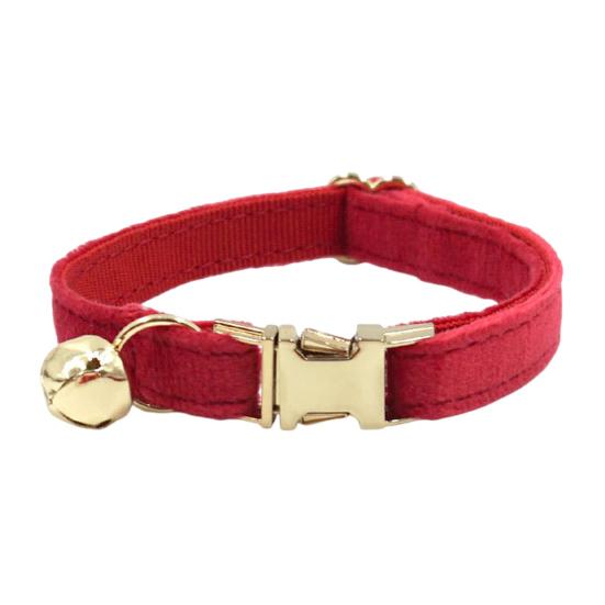 Cat Collar Velvet Solid Color Pet Chocker Necklace with Bell Adjustable Neck Collar for Cat Kitten Puppy Small Dogs