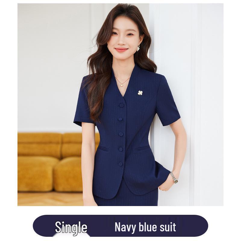 Women's Summer Short-Sleeved Suit Skirt Set - Professional Beautician and Salon Reception Workwear