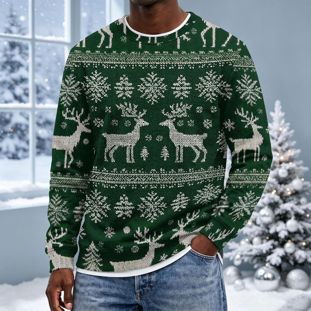 Men's Christmas Hoodless Neck Pullover Sweatshirt, for Him