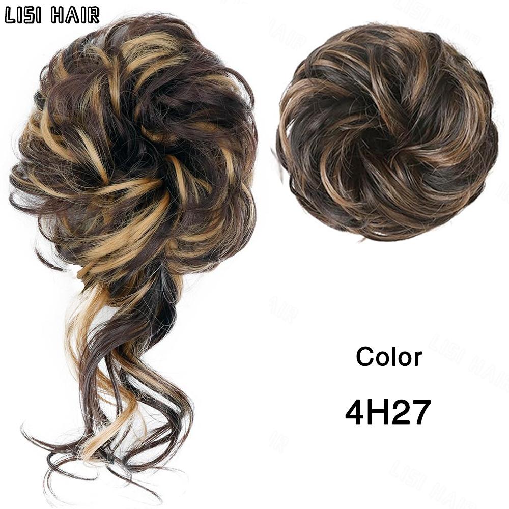 MERISIHAIR Synthetisch, 2 Stile, klassisch, zerzaust, Hochsteckfrisur, elastisch, unordentlicher Dutt, Haargummis, gefälschter Haarknoten, Donut, Pferdeschwanz, Haarknoten, Zubehör für Frauen, den täglichen Gebrauch