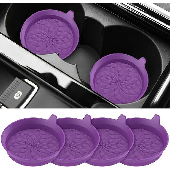 ME.FAN Car Cup Coasters [4 Pack] Silicone Cars Coasters - Universal Non-Slip Recessed Interior Accessories - Cup Holder Erts Dusty Rose
