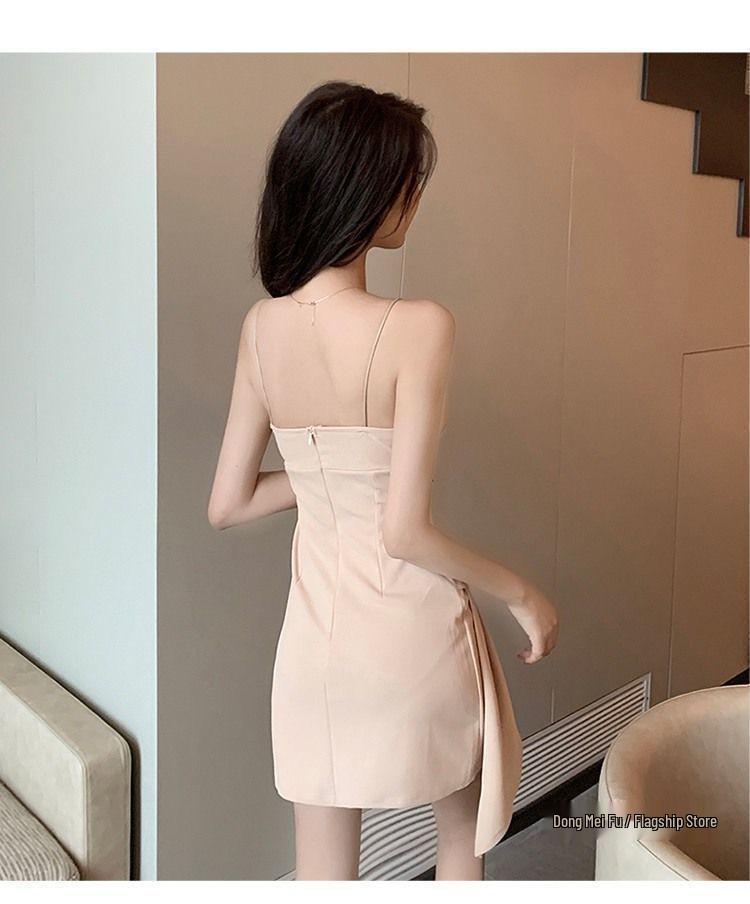 2025 Mature Style Summer Light Hip-Hugging Irregular Strap Dress - French Temperament Short Skirt