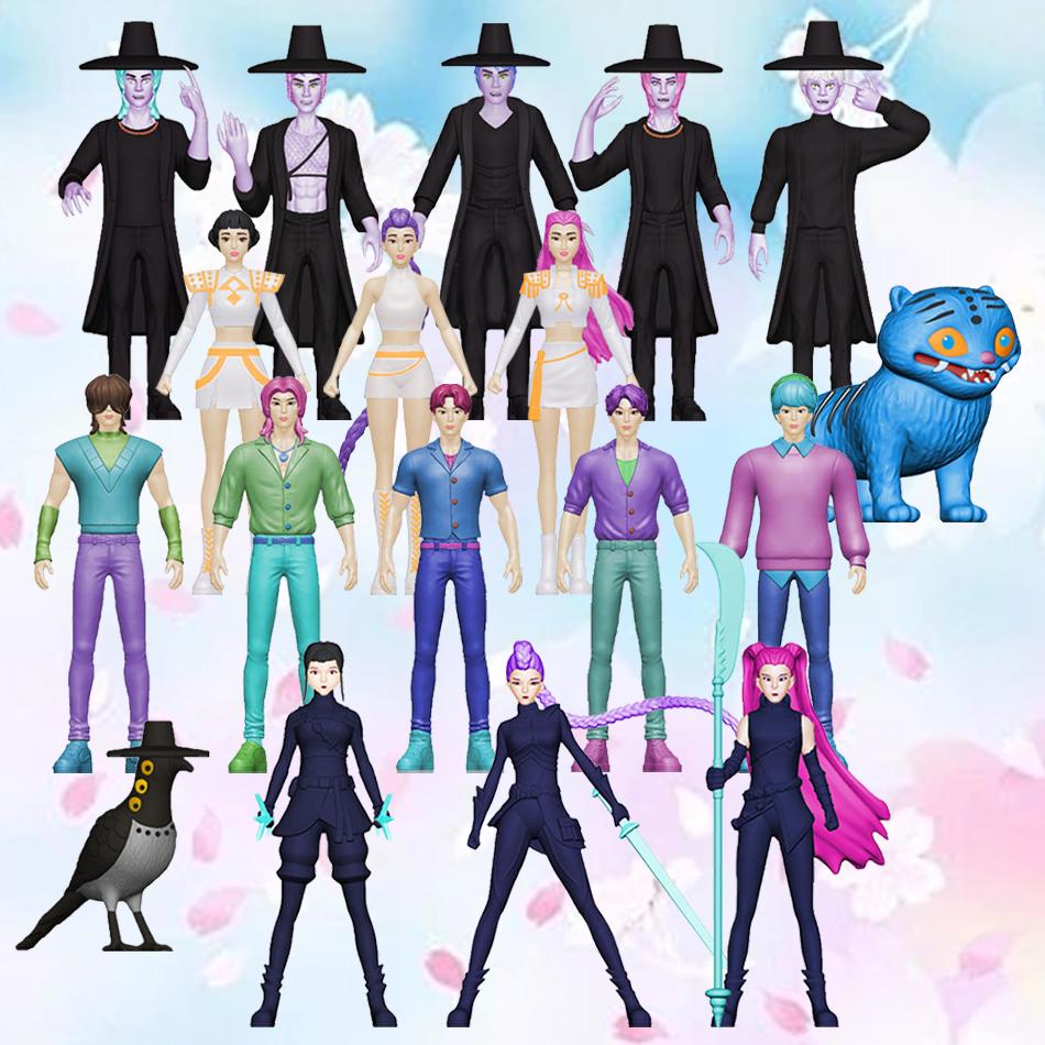 NEU Kpop Dämonenjäger Figur Cartoon Kawaii Tiger Rumi Mira Zoey Actionfigur PVC Schreibtischdekoration Modell Puppe Spielzeug Kindergeschenk