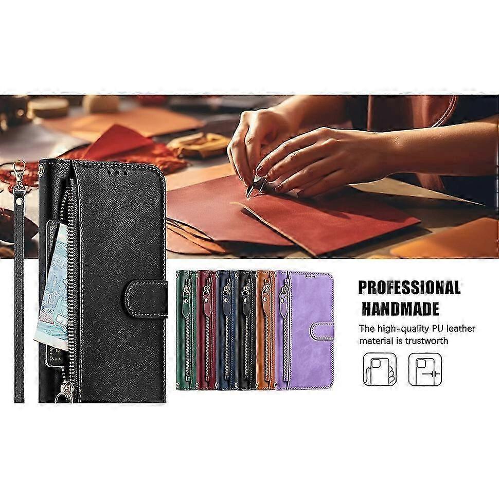 Case for iPhone X/XS Protection Zipper Magnetic Closure Leather Wallet Cover Compatible with iPhone X/XS Case