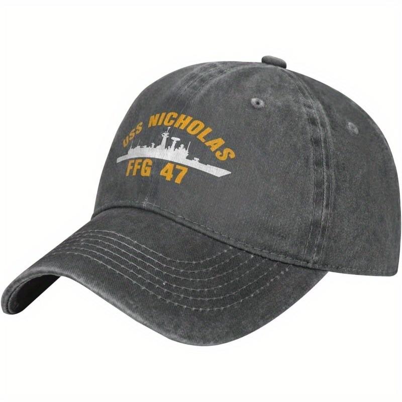 USS Nicholas FFG Baseball Cap Washed Cotton Adjustable Casual Curved Brim Hat